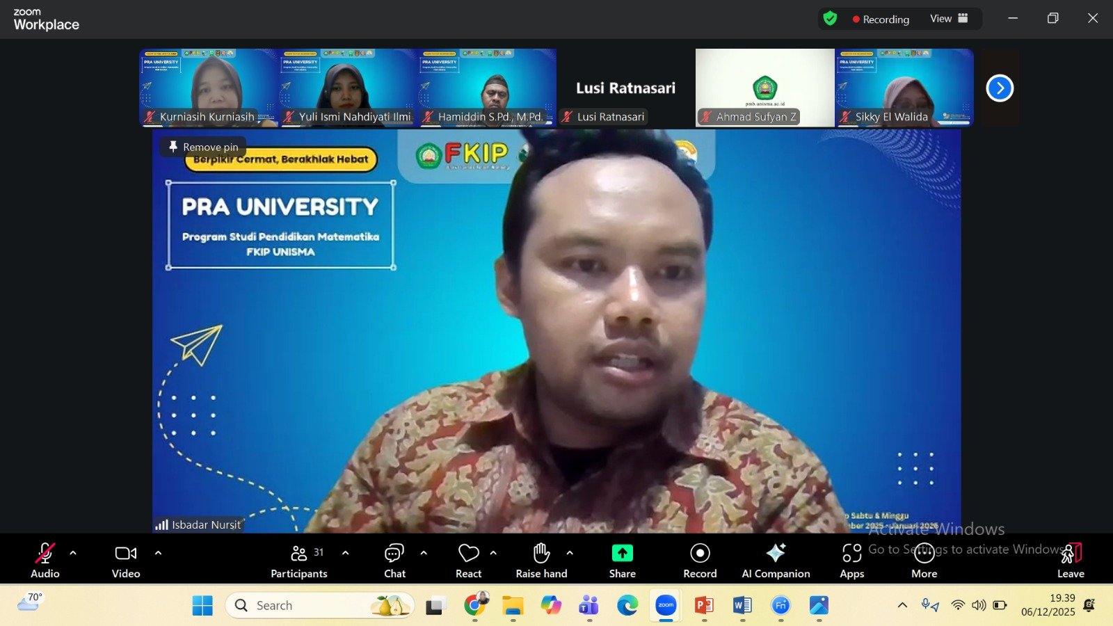 Prodi Pendidikan Matematika FKIP Unisma Buka Program Pra University