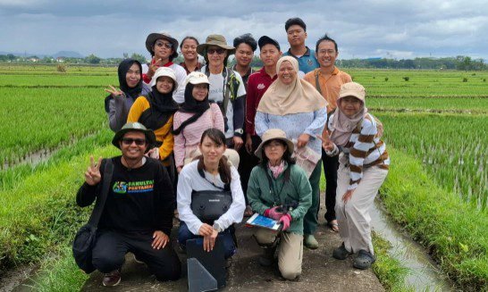 Fakultas Pertanian UB Kolaborasi Penelitian dengan Universitas Jepang Teliti Prilaku Bangau di Sawah