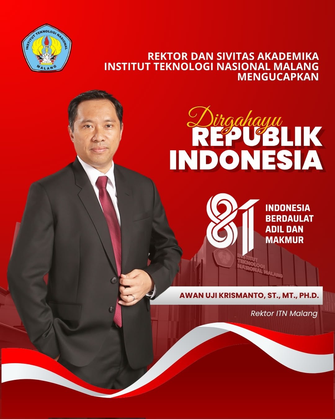Ucapan HUT RI - Rektor ITN Malang
