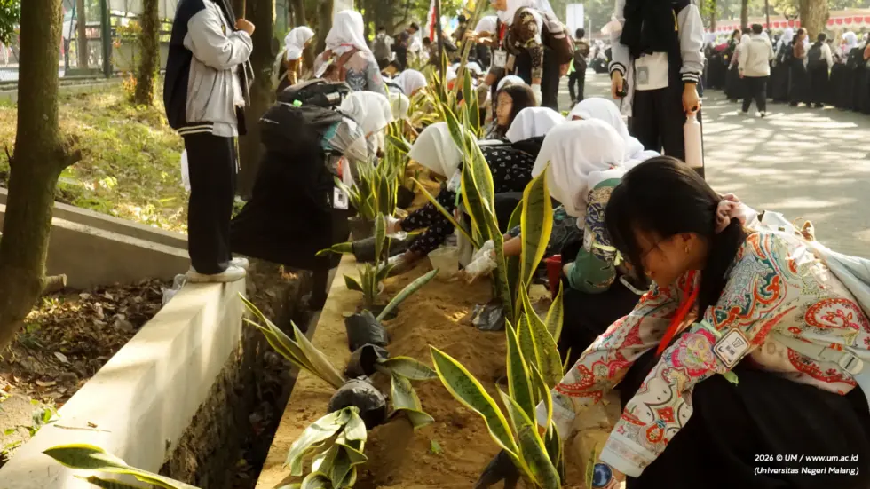 13 Ribu Mahasiswa Baru UM Tanam Sansevieria, Green Campus Dimulai dari Aksi Nyata